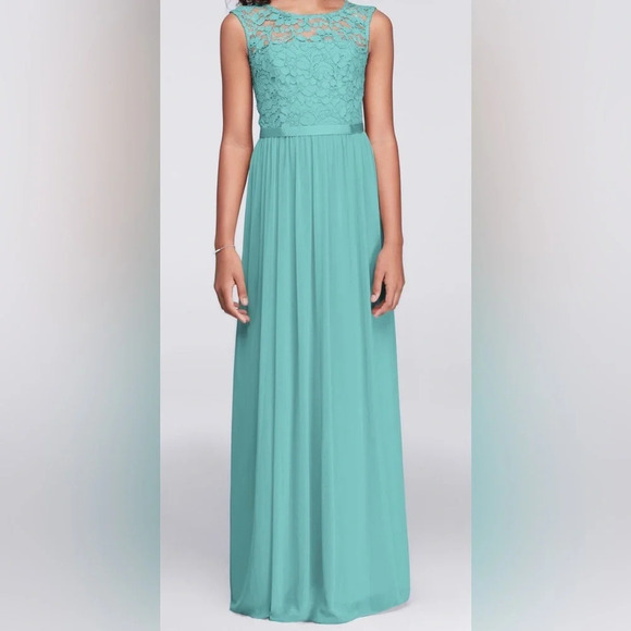 lace mesh bridesmaid dress Sleeveless Mesh Prom & Bridesmaid Dress with Gathered Waist main image 0